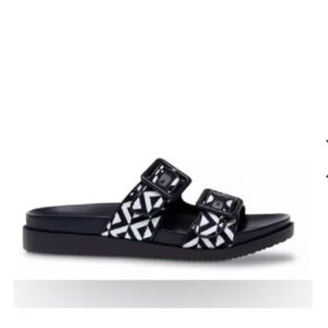 Steven New York Micah Navy Woven Diamond Slide Sandals Womens size 9.5